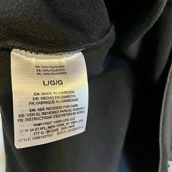 AND1 Men Sweatshirt L Black Hoodie Logo Spellout Short Sleeve Pullover N… - Picture 7 of 7